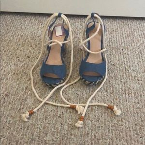 Denim Tie Wedges